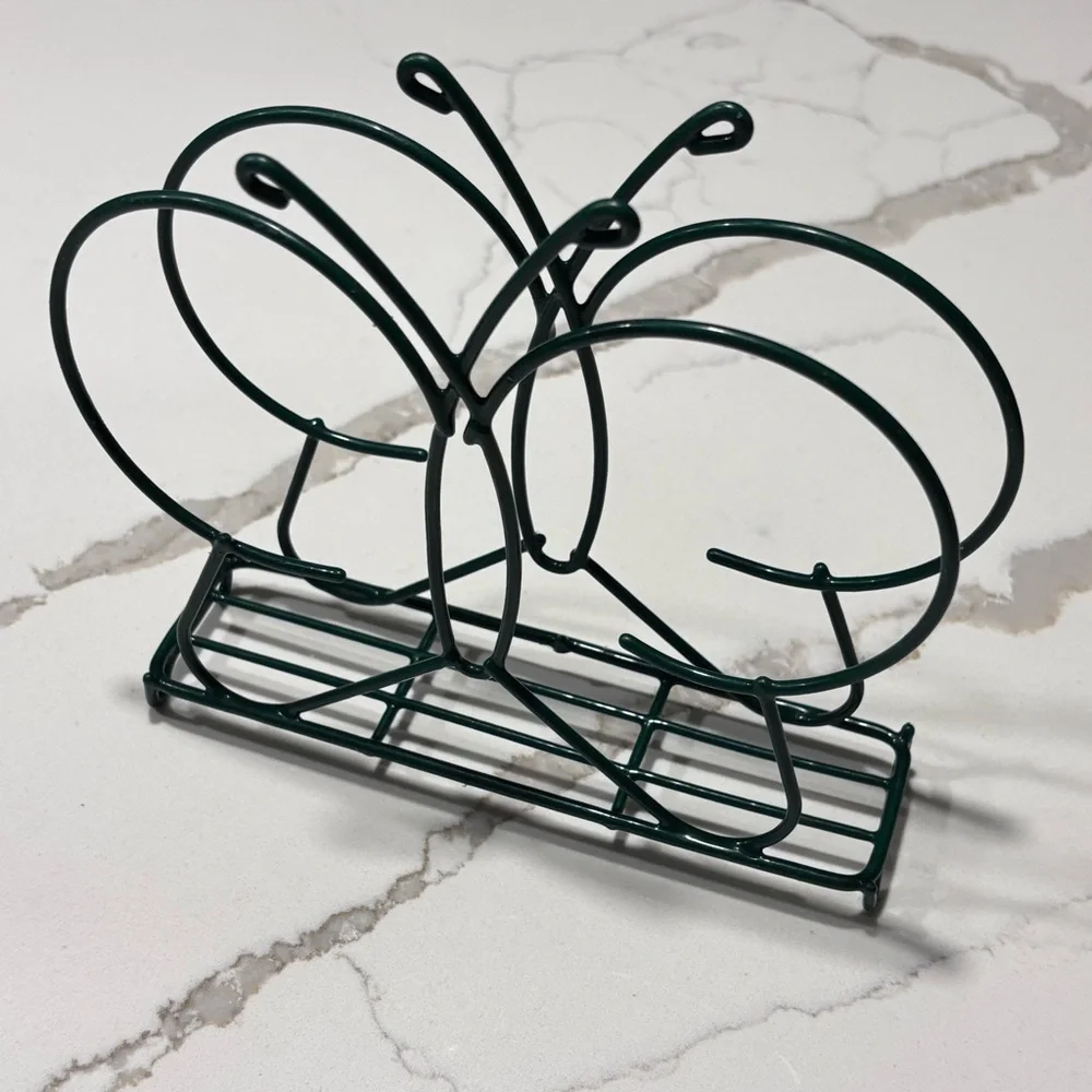 Green Metal Coated Butterfly Napkin Holder Picnic Summer Beach Backyard BBQ